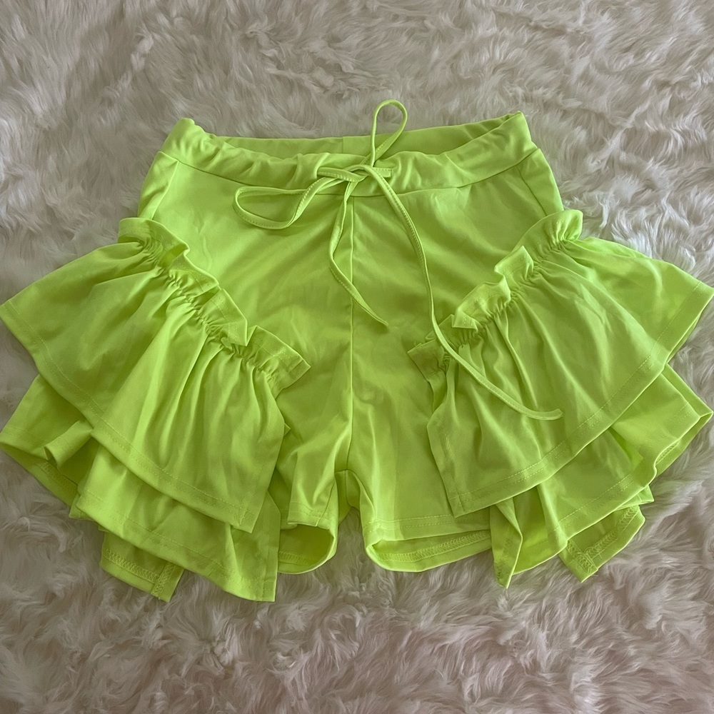Neon Ruffle Beach Shorts - Picture 2 of 8